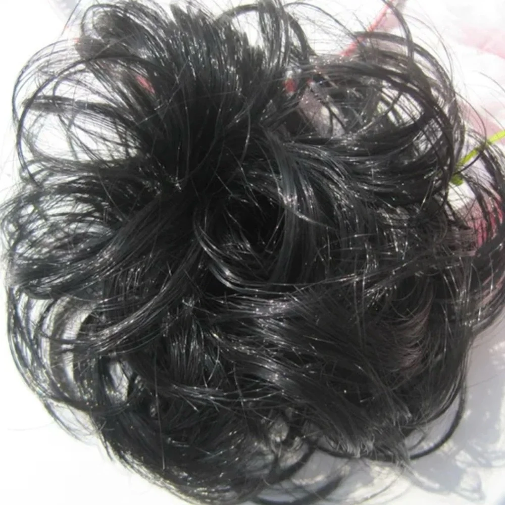 Women’s 2 wavy black messy bun hair piece